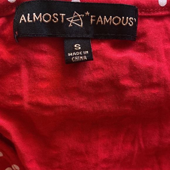 Almost famous deep, cut, polkadot, red butterfly, arm shirt - Picture 4 of 4